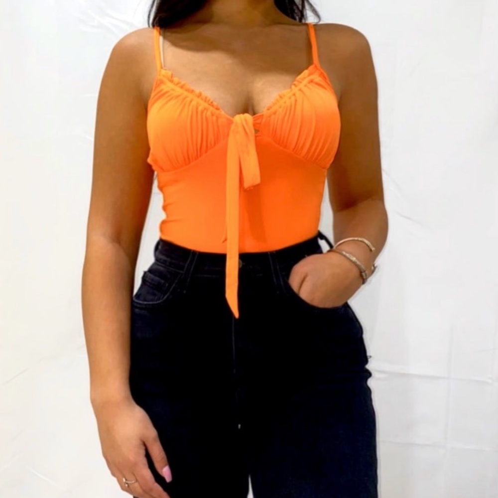 orange tie bodysuit